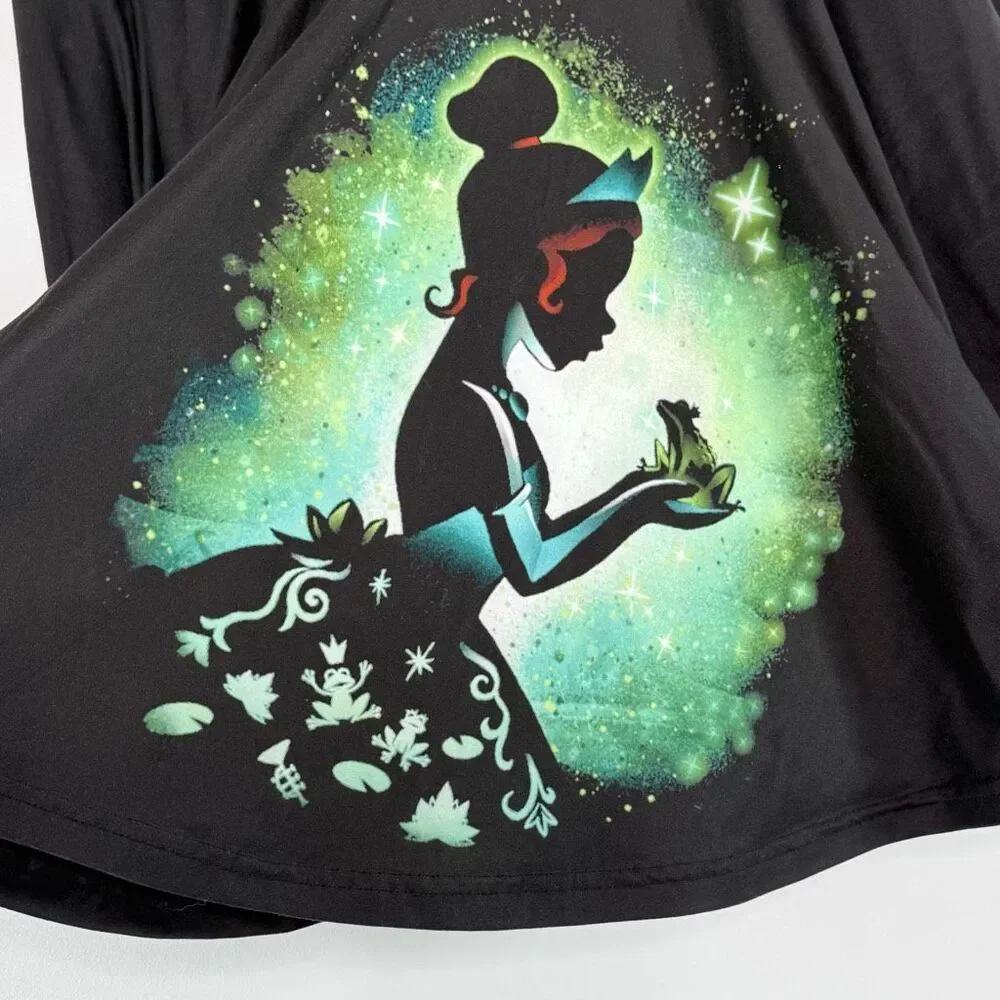 Boutique Disney Princess Tiana Elastic Waist Black Skater Skirt - Women's US Siz